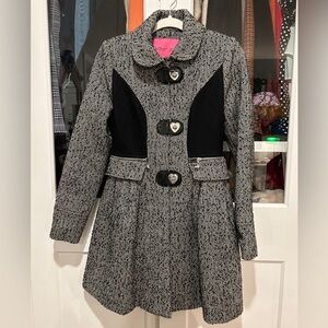 Betsey Johnson Black and White Herringbone Coat